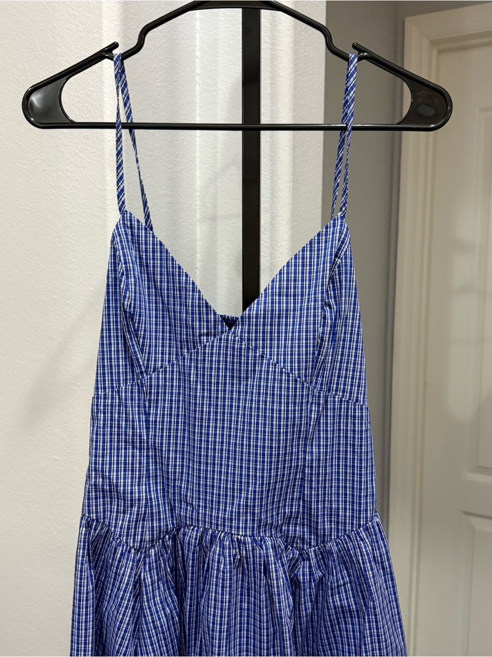 Lulus Carlota Blue Gingham Sleeveless Midi Dress Cottagecore Size Small - Picture 6 of 8